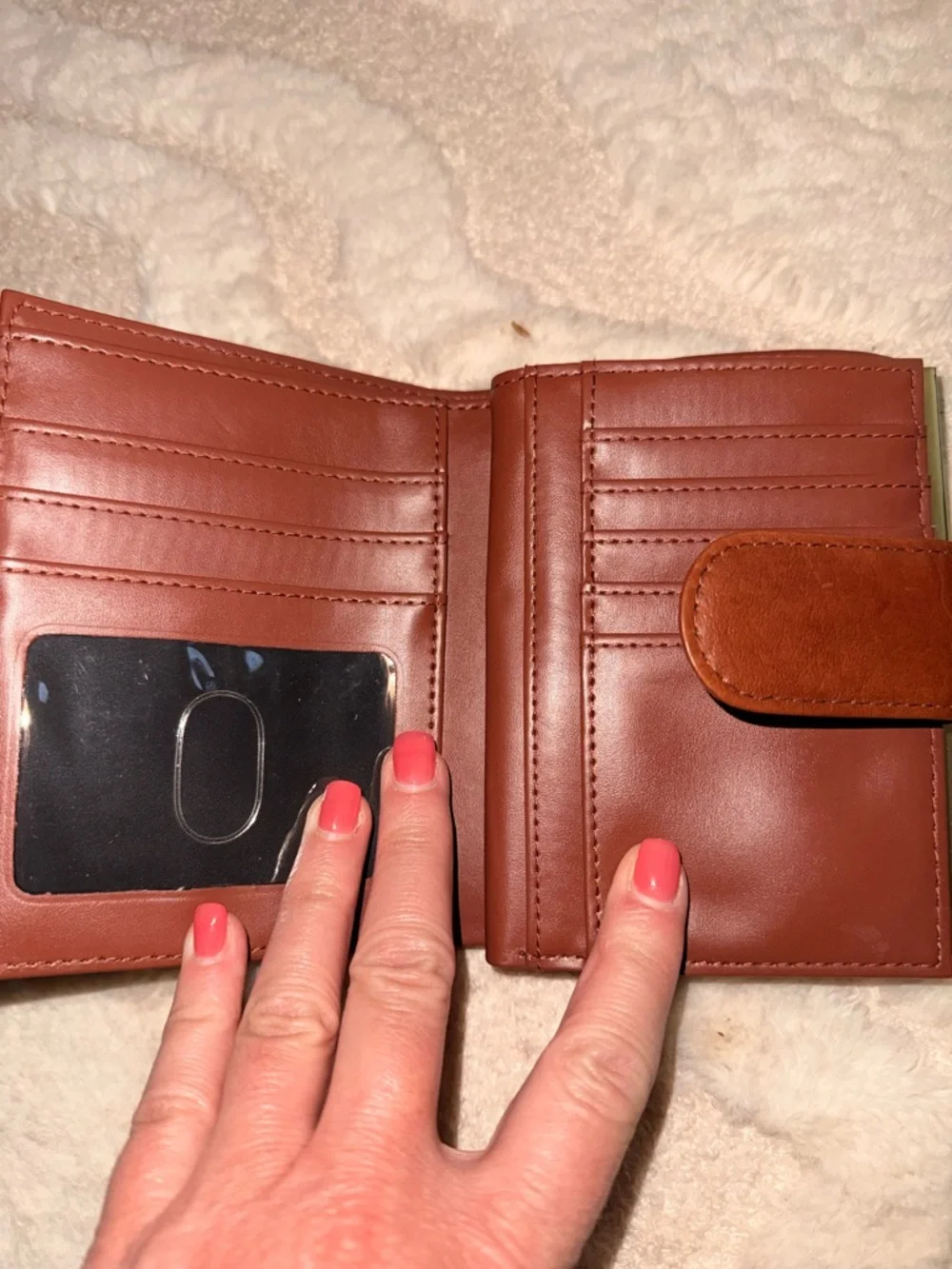 Buxton Brown Leather Bifold Wallet with Embossed Floral Detail